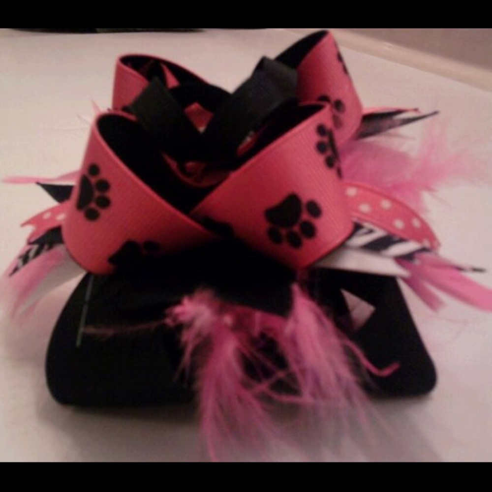 Pink & Paws Over the Top Hair Bow